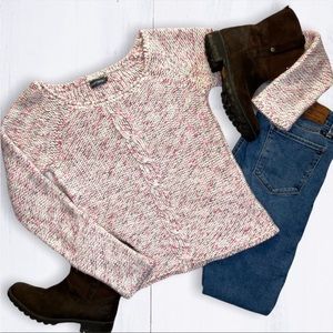 Cable Knit Sweater Wool Mohair Crew Neck Pale Pink Small CHATTAWAK